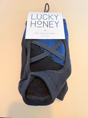 Lucky Honey Valerie No-Show Socks - Black & Blue - One Size NWT